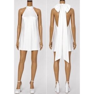Show Me Your Mumu Lisa Mini Dress Women Small White Luxe Satin Self Lined Halter